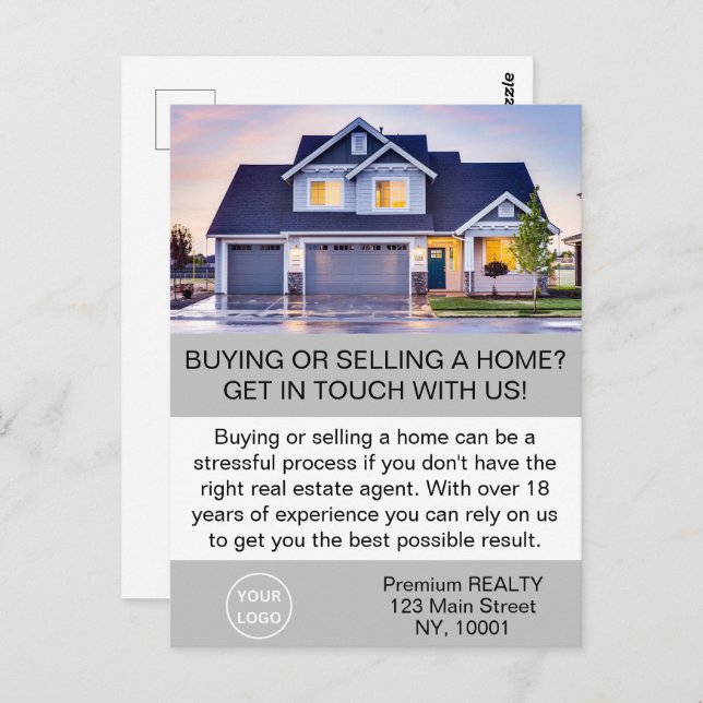 Modern Elegant Realtor Agent Custom Postcard (Front/Back)