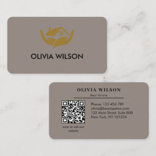 Modern Elegant realtor simple white bg Business Ca Card