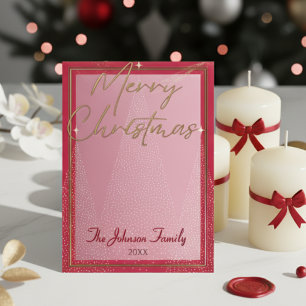 Modern Elegant Red And Gold Christmas Card