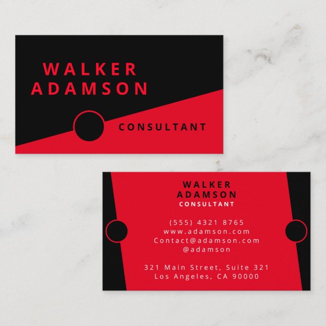 Modern Elegant Red & Black Business Card (Front/Back)