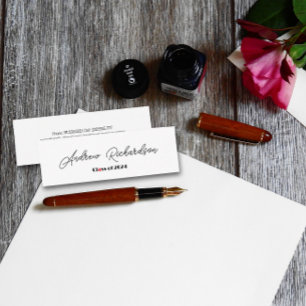 Modern elegant red black script calling card