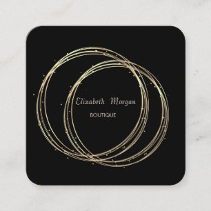 Modern Elegant ,Red,Gold Circles Square Business Card