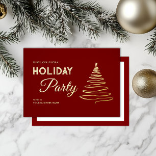 Modern Elegant Red Gold Office Holiday Party