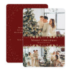 Modern Elegant Red Gold Photo Merry Christmas