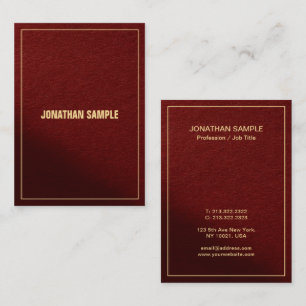 Modern Elegant Red & Gold Template Mighty Vertical Business Card