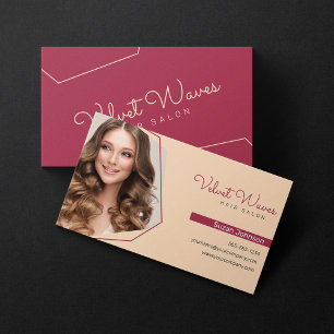Modern Elegant Red Hair Stylist Makeup Artist Business Card