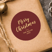 Modern Elegant Red Merry Christmas Family
