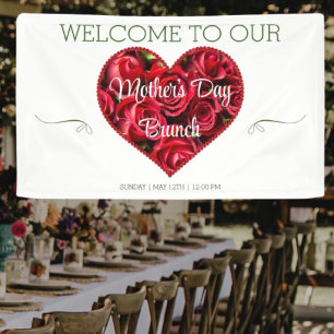 Modern Elegant Red Mothers Day Brunch Welcome Banner