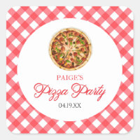 Modern Elegant Red Pizza Party Birthday Party