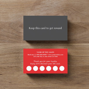 Modern Elegant Red White Grey Salon  Loyalty Card