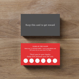 Modern Elegant Red White Grey Salon Loyalty Card