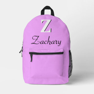Modern Elegant Rich Brilliant Lavender Monogram Printed Backpack