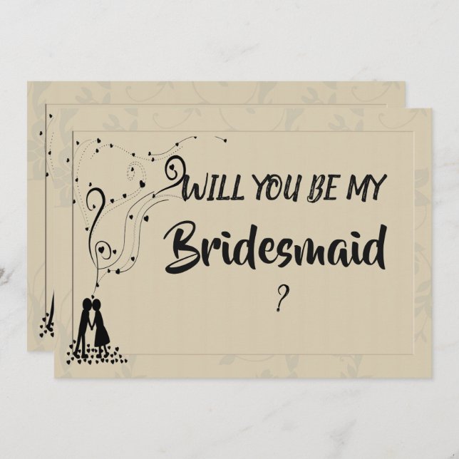 Modern Elegant Romantic Bridesmaid Invitation (Front/Back)