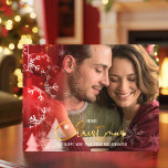 Modern Elegant Romantic Couple Red Gold Christmas  Holiday Card<br><div class="desc">Romantic Couple's first Christmas. A Custom Red and Gold Christmas Holiday Photo Card. An elegant custom keepsake to remember the first holiday season together. With a modern design to elegantly display your photo. Order your own set of cards today!</div>