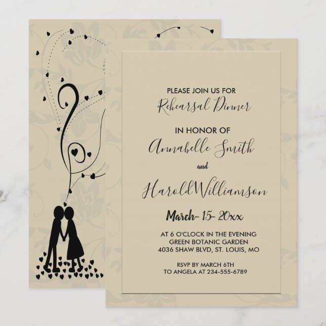 Modern Elegant Romantic Rehearsal Dinner Invitation (Front/Back)