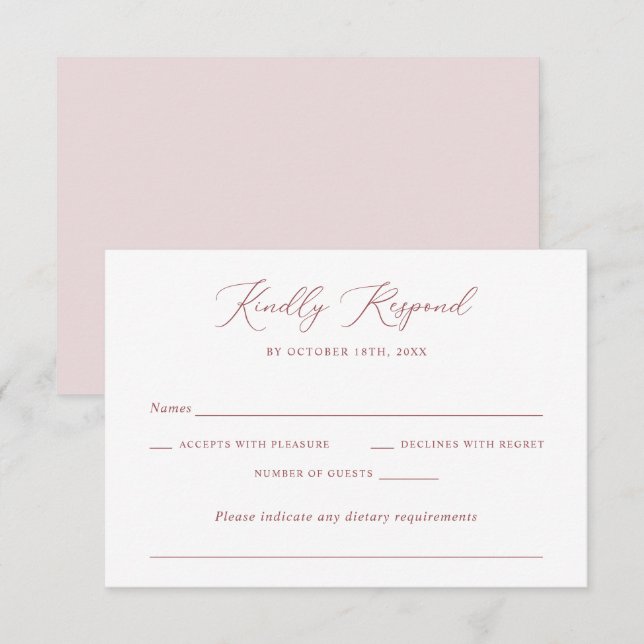 Modern Elegant Romantic Script Wedding RSVP Invitation (Front/Back)