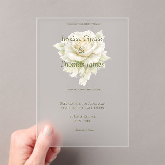 Modern Elegant Rose  Acrylic Invitations