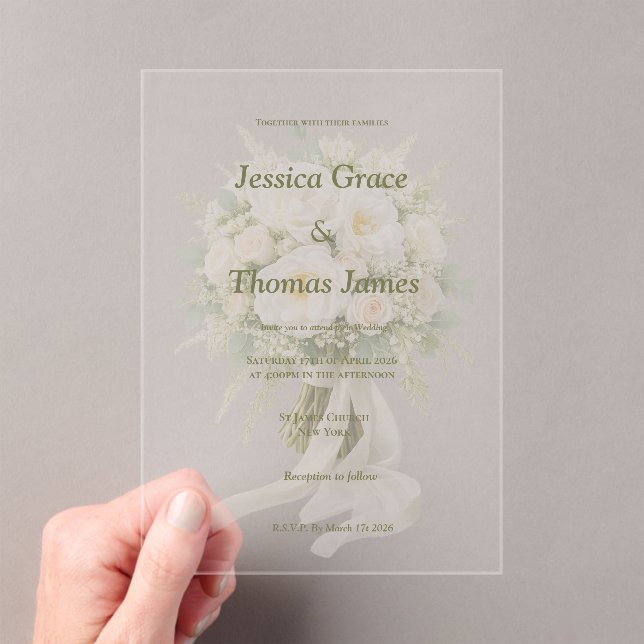 Modern Elegant Rose  Acrylic Invitations (Insitu (Handheld))