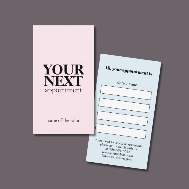 Modern Elegant Rose Blue Bold Salon Appointment Card (Creator Uploaded)