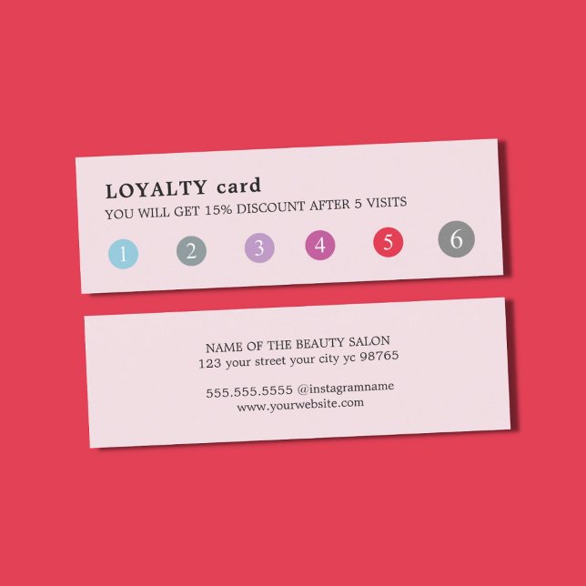 Modern Elegant Rose Colourful Punch Beauty Salon Loyalty Card (Creator Uploaded)