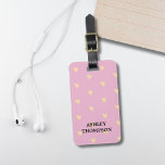 Modern Elegant Rose Faux Gold Hearts  Luggage Tag<br><div class="desc">Cool customisable luggage tag with rose background / faux gold heartst. You can add your names and address to it.</div>