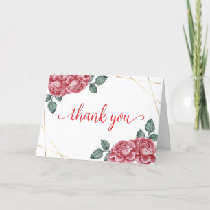 Modern Elegant Rose Floral Sweetheart Baby Shower Thank You Card