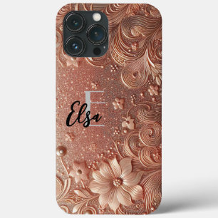 Modern elegant rose gold and florals3 iPhone 13 pro max case