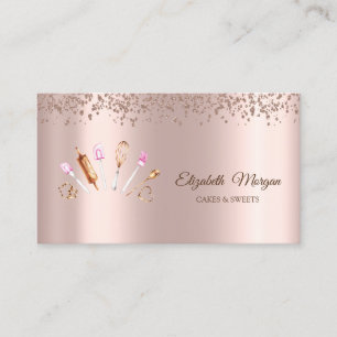 Modern Elegant Rose Gold Diamonds,Bakery Tools Business Card