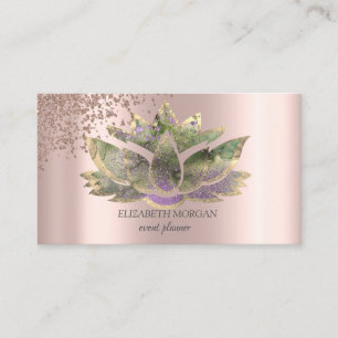 Modern Elegant Rose Gold Diamonds Chic Lotus Business Card