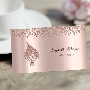 Modern Elegant Rose Gold Diamonds Glitter Whisk Business Card