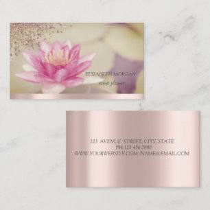 Modern Elegant Rose Gold Diamonds Lotus Boho Business Card