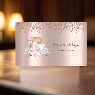 Modern Elegant Rose Gold Diamonds,Mixer Flowers Business Card