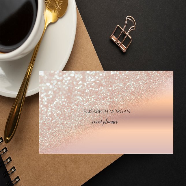 Modern Elegant Rose Gold Glitter Bokeh Ombre Business Card (Creator Uploaded)