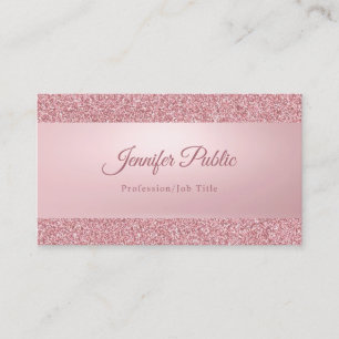 Modern Elegant Rose Gold Glitter Handwritten Name Business Card