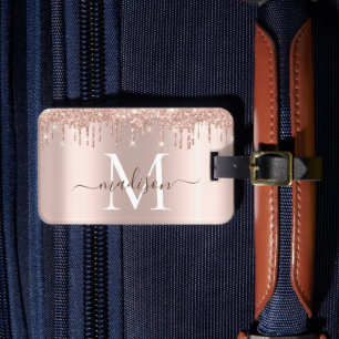 Modern Elegant Rose Gold Glitter Luggage Tag