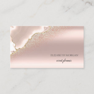 Modern Elegant Rose Gold Glitter Marble Business Card