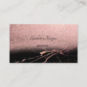 Modern Elegant Rose Gold Glitter Ombre, Marble Business Card