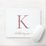 Modern Elegant Rose Gold Monogram Script White Mouse Pad<br><div class="desc">Modern Elegant Pink Rose Gold Monogram Script on a chic whitemouse pad. Easy to customise with your own name and details. Perfect for your modern minimalist yet luxury lifestyle! Please contact us at cedarandstring@gmail.com if you need assistance with the design or matching products.</div>