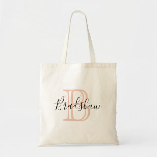 Modern Elegant Rose Gold Personalized Monogram  Tote Bag