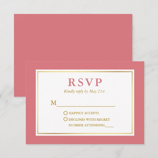 Modern Elegant Rose Gold RSVP Card (Front/Back)