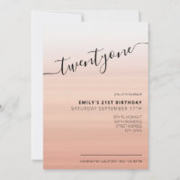Modern Elegant Rose Gold Script 21st Birthday