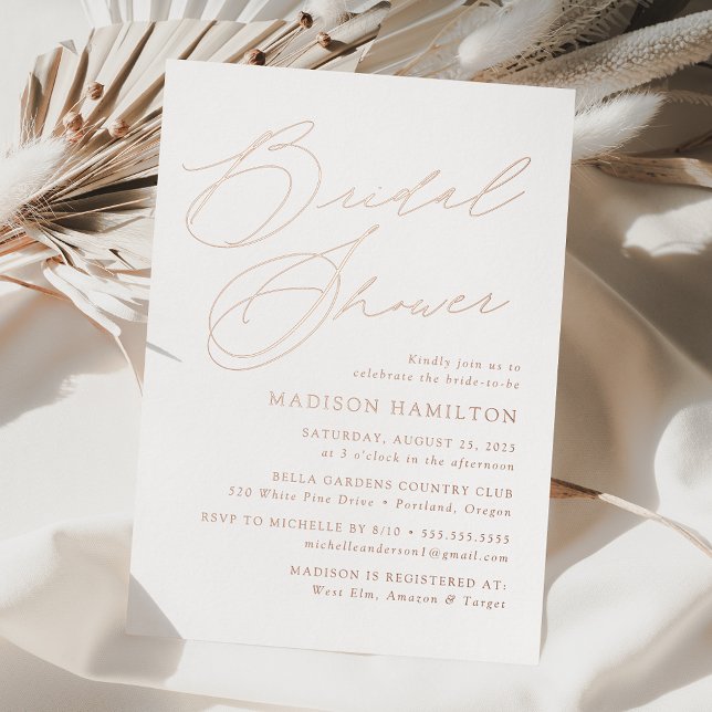 Modern Elegant Rose Gold Script Bridal Shower (Creator Uploaded)