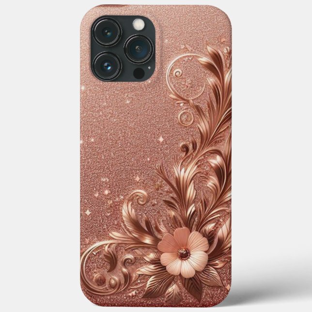 Modern elegant rose gold with floral curve2 Case-Mate iPhone case (Back)