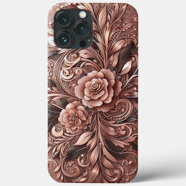 Modern elegant rose gold with floral curve3 Case-Mate iPhone case (Back)