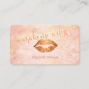 Modern Elegant Rose Marble ,Glitter Lips Business Card