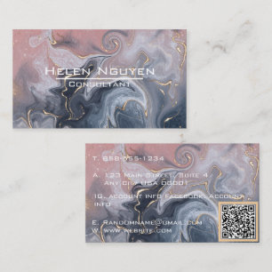 Modern Elegant Rose Pink Grey Marble Agate Geode  Business Card