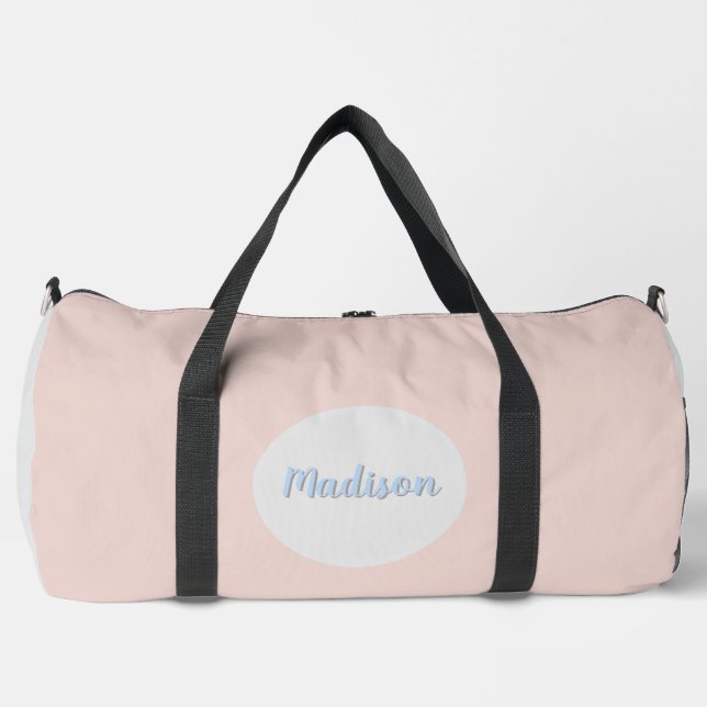 Modern Elegant Rose Pink Personalised Duffle Bag (Front)
