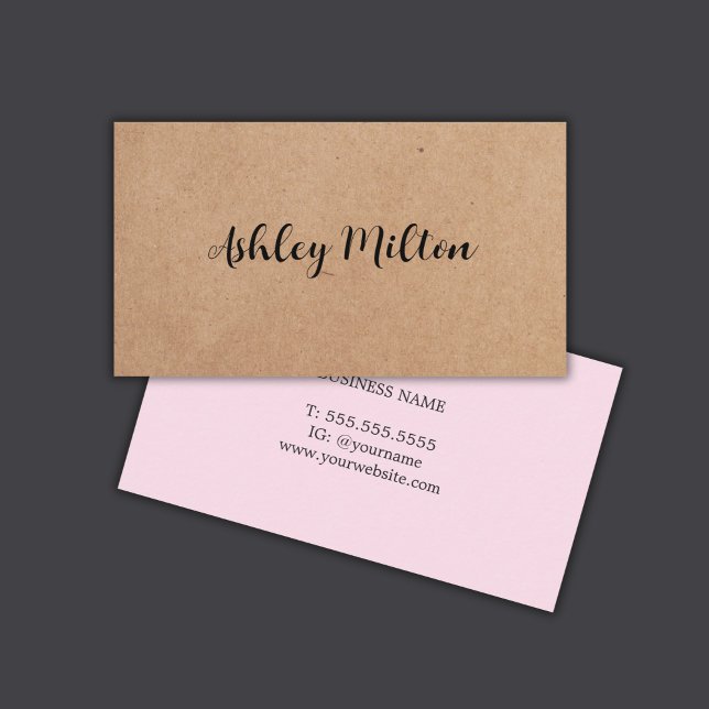 Modern Elegant Rose PRINTED Kraft Paper Consultant Business Card (Creator Uploaded)