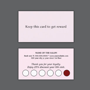 Modern Elegant Rose White Circle Salon Loyalty Card