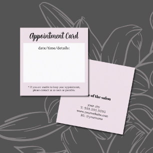Modern Elegant Rose White Hair Salon Appointment Card